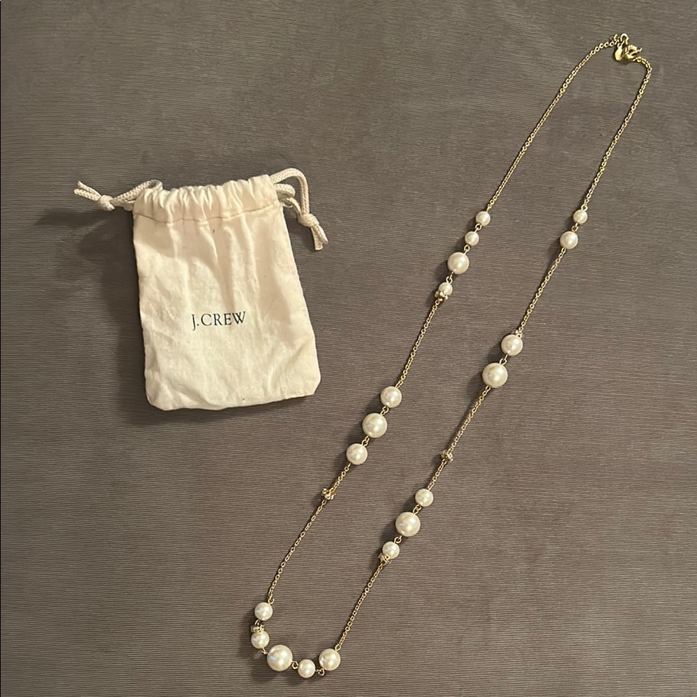 J. Crew Factory Elegant Gold and White Pearl Necklace